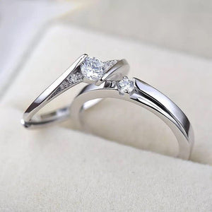 Scarlet Imperial Diamond Couple Silver Ring set - Stylishever