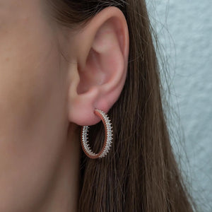 Zircon Stone Hoop Silver Earrings - Stylishever