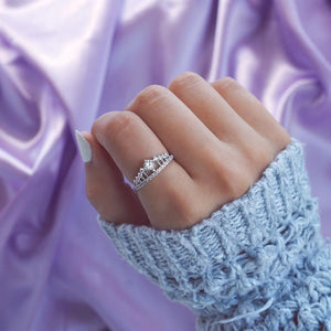 Diamond Tiara Crown Silver Ring - Stylishever