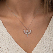 Load image into Gallery viewer, Baguette Stone Angel Silver Necklace - Stylishever
